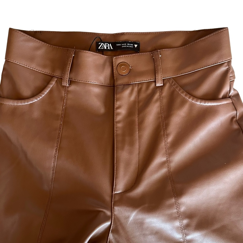 Zara Leather Pants, Woman Size S, Brown - Picture 5 of 8